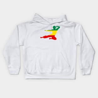 Rasta Kung Fu - Kung fu fly kick logo in Rastafari colors Kids Hoodie